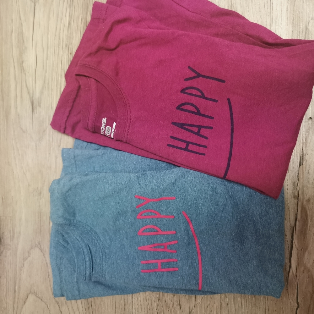 Two Brooks "Run Happy" cotton tees, xs-s